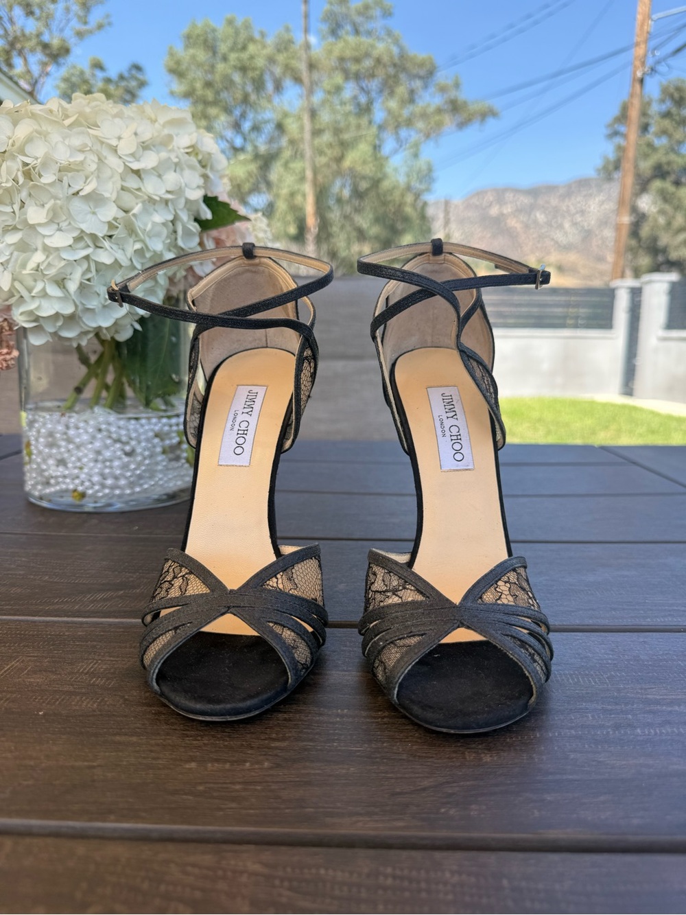 Jimmy Choo Black Lace Strappy Heels Sandals Size 40 - Picture 2 of 8